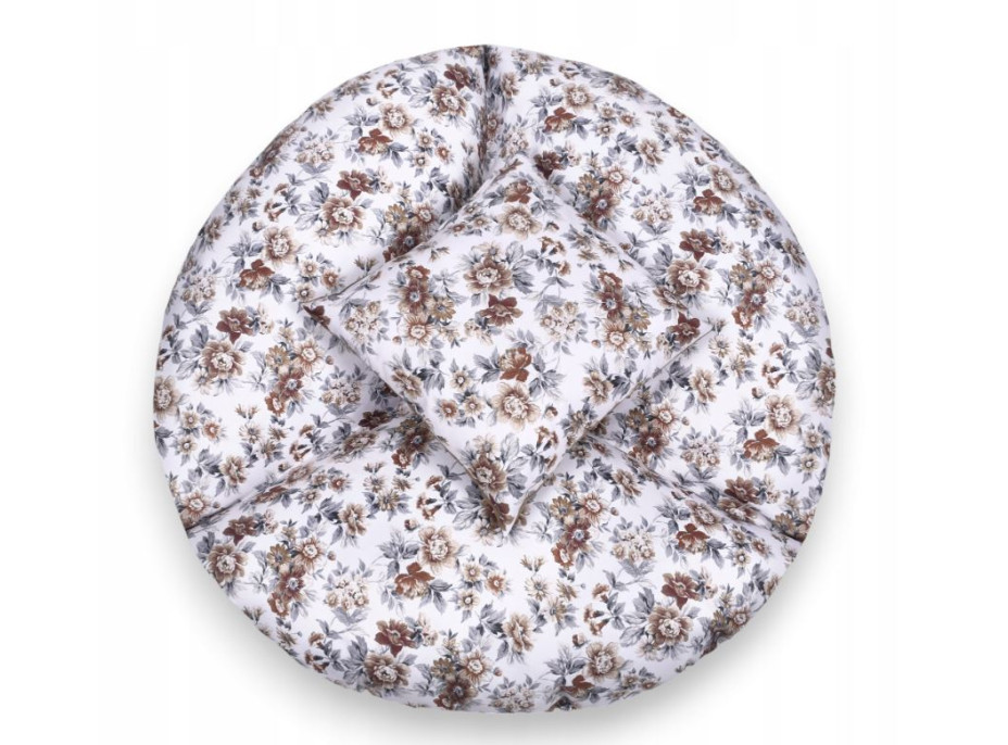 Vodeodolný sedací MAXI vankúš 100x15 cm do závesného kresla - hnedé kvety / hnedý