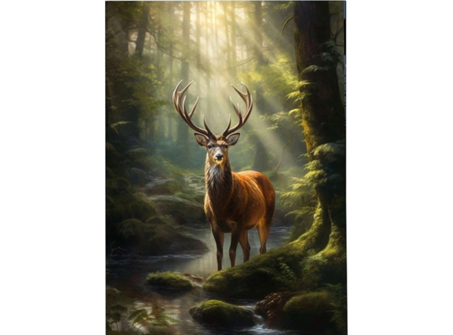 NORIMPEX Diamantové maľovanie Jeleň pri lesnom potoku 30x40cm