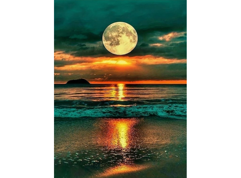 NORIMPEX Diamantové maľovanie Spln nad oceánom 30x40cm