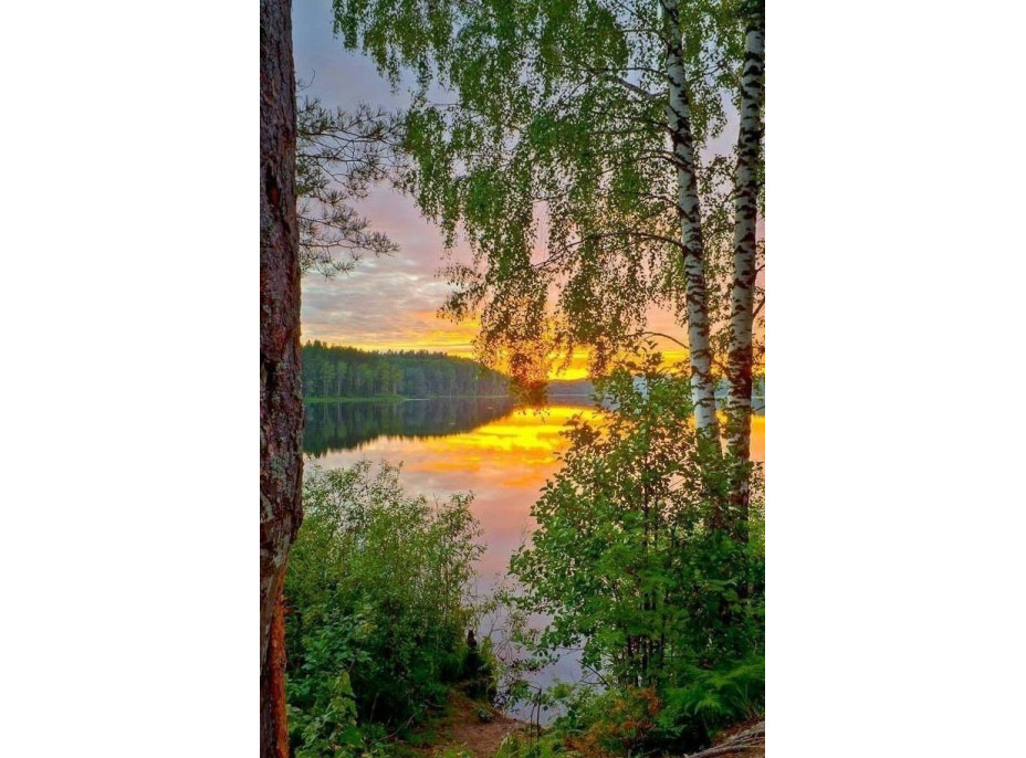 NORIMPEX Diamantové maľovanie Západ slnka nad jazerom 30x40cm