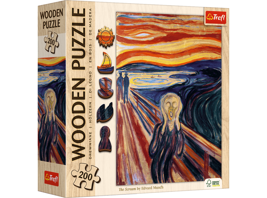 TREFL Drevené puzzle Art: Edvard Munch - Výkrik 200 dielikov