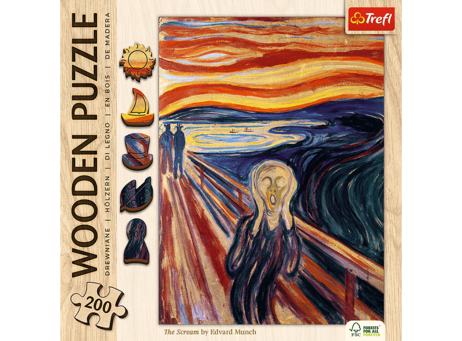 TREFL Drevené puzzle Art: Edvard Munch - Výkrik 200 dielikov