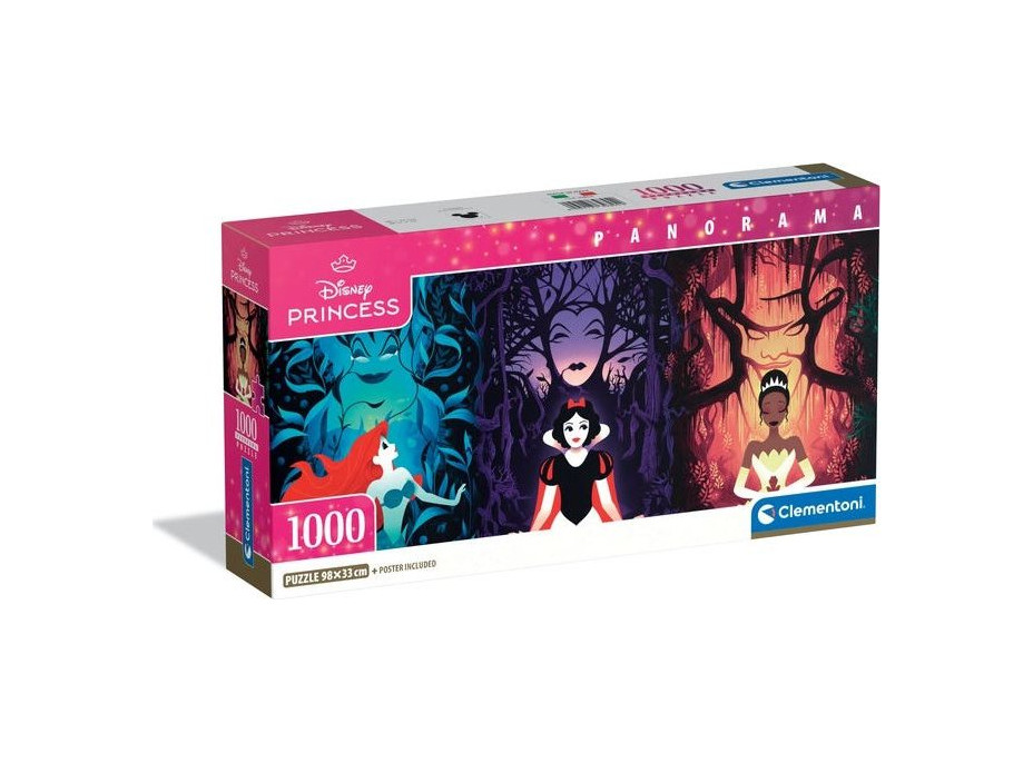 CLEMENTONI Panoramatické puzzle Disney princeznej a zloduši 1000 dielikov