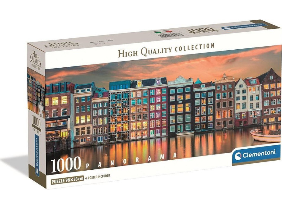 CLEMENTONI Panoramatické puzzle Ráno v Amsterdame 1000 dielikov