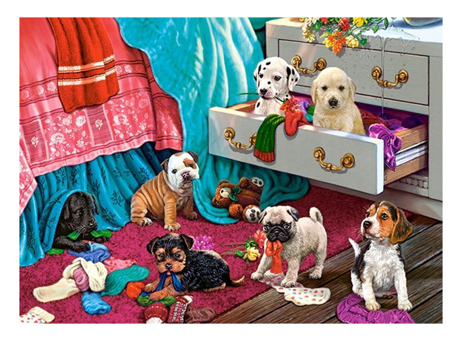 CASTORLAND Puzzle Šteňatá v spálni 300 dielikov