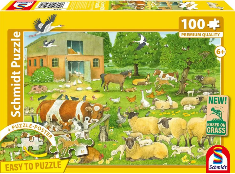 SCHMIDT Puzzle Zvieracie rodinky zo statku 100 dielikov