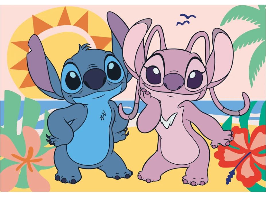 DINO Svietiace puzzle Stitch na pláži XL 100 dielikov
