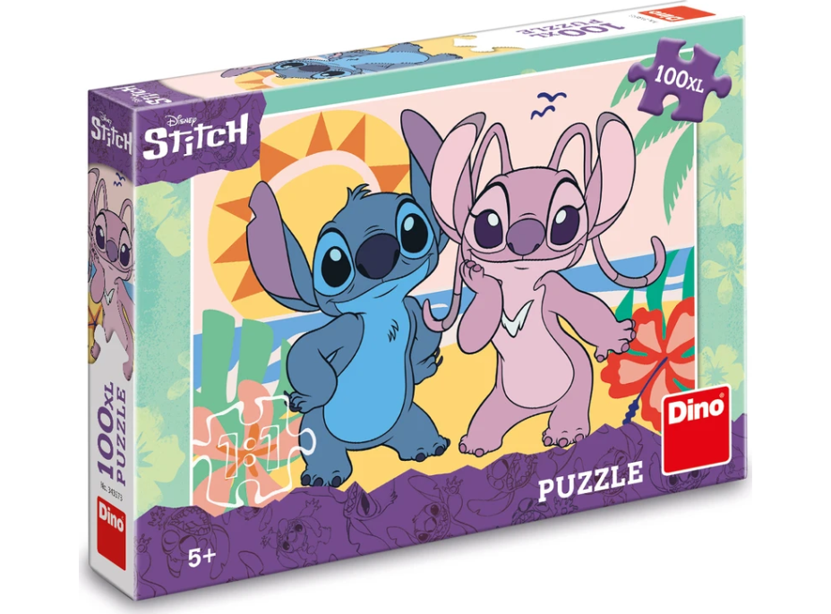 DINO Svietiace puzzle Stitch na pláži XL 100 dielikov