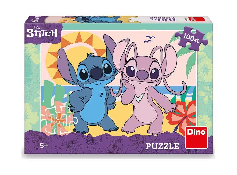 DINO Svietiace puzzle Stitch na pláži XL 100 dielikov