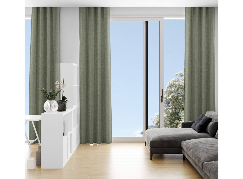 Dekoračný záves LOOM Natural - 140x280 cm - zelený