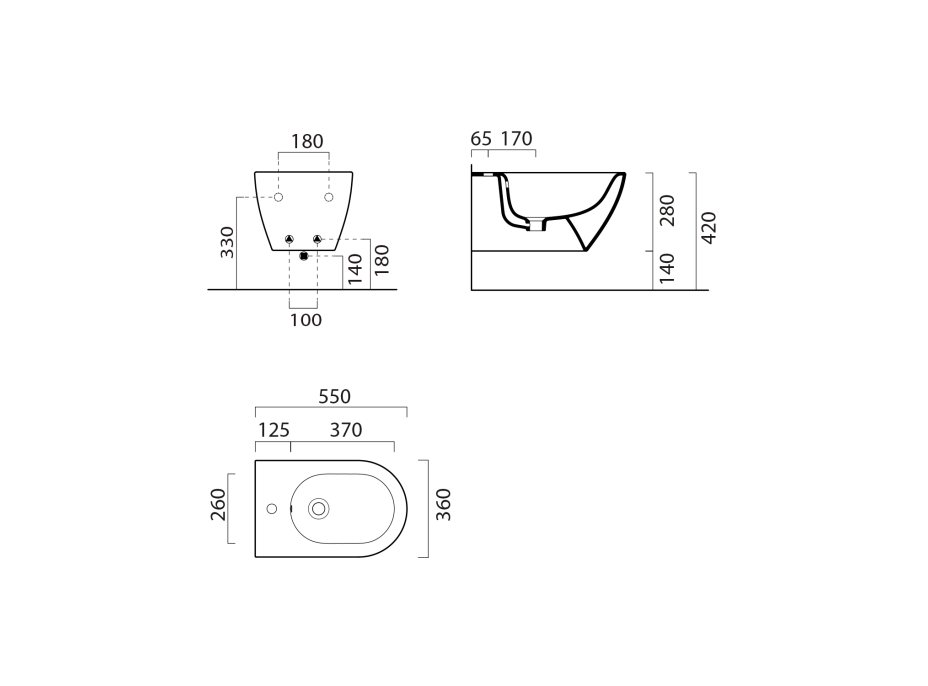 GSI PURA ECO bidet závesný, 36x55cm, biela mat 8867109