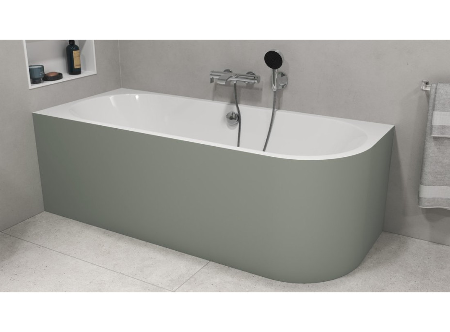 Polysan VIVA L MONOLITH asymetrická vaňa 180x75x60cm, biela/verde 72099M.44