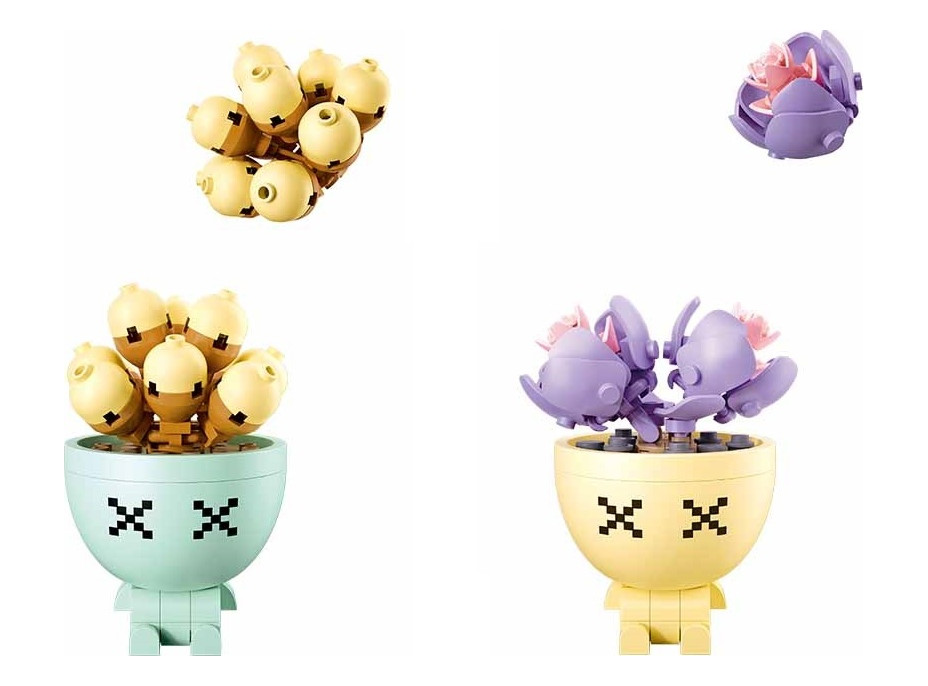 Sluban Flowers M38-B1076 Sukulenty v kvetináči Displej 6 ks