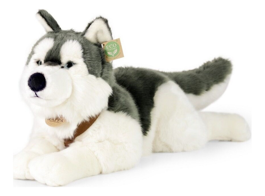 Rappa Plyšový pes husky s obojkom ležiaci 60 cm ECO-FRIENDLY