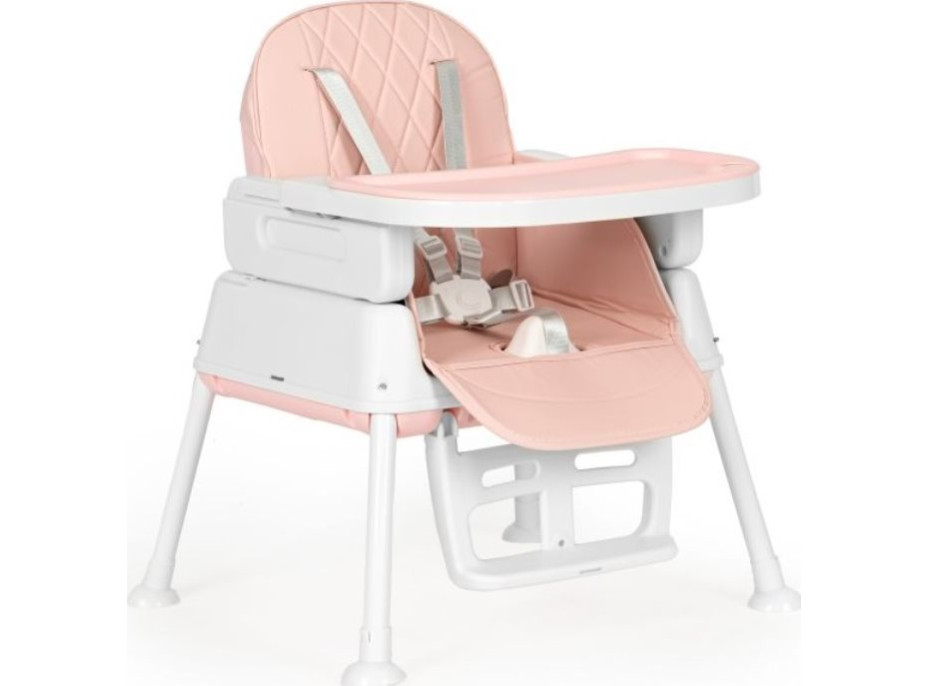ECOTOYS Jedálenská stolička 3v1 ružová