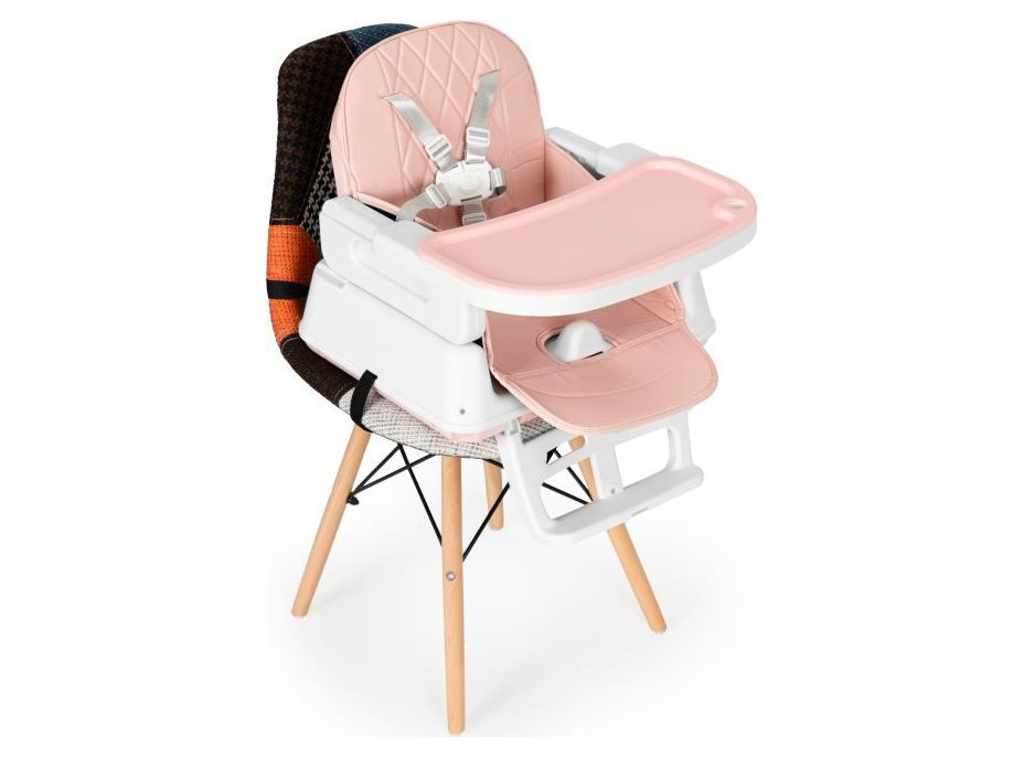 ECOTOYS Jedálenská stolička 3v1 ružová