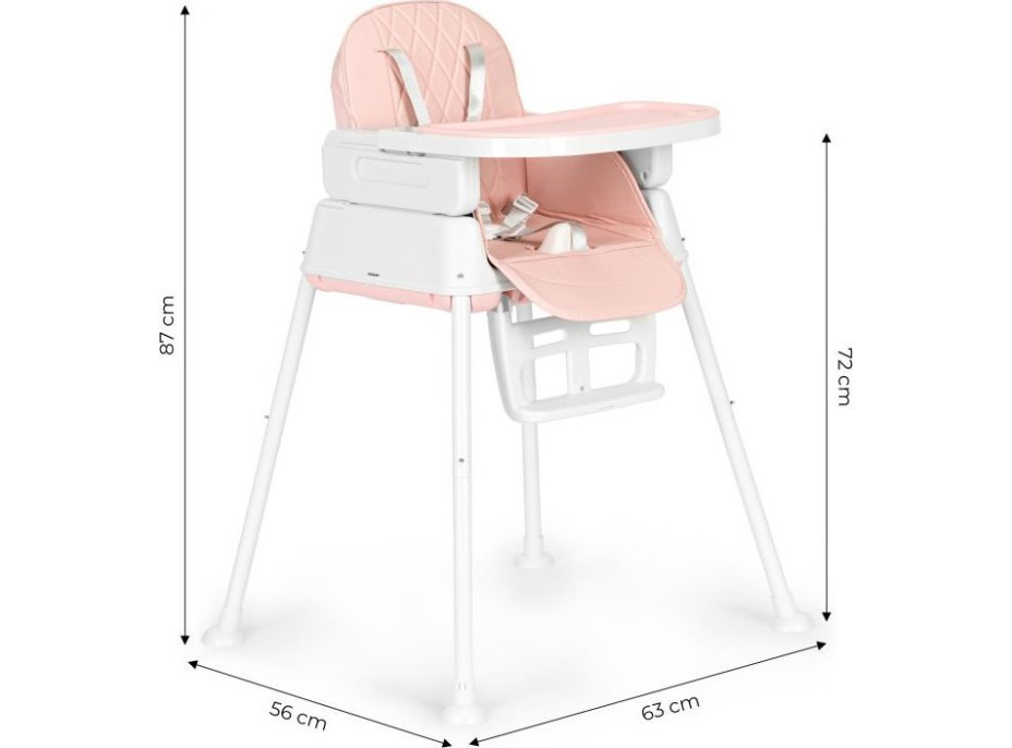 ECOTOYS Jedálenská stolička 3v1 ružová