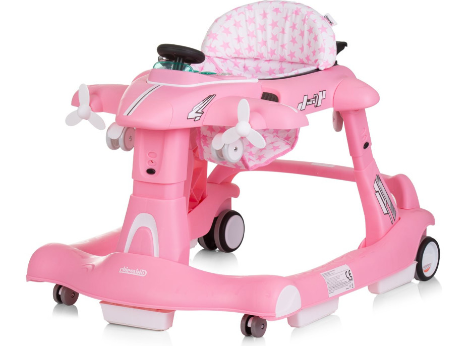 CHIPOLINO Chodítko interaktívne Airplane 3v1 Pink