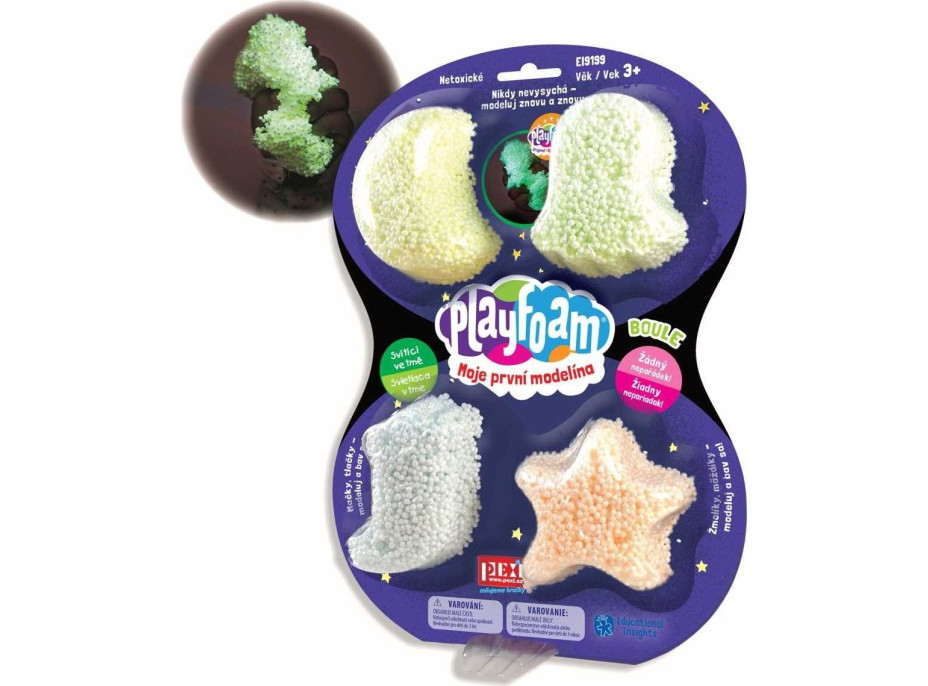 Guľôčková modelína PlayFoam: Sada 1+1 (4 farebné+4 svietiace)