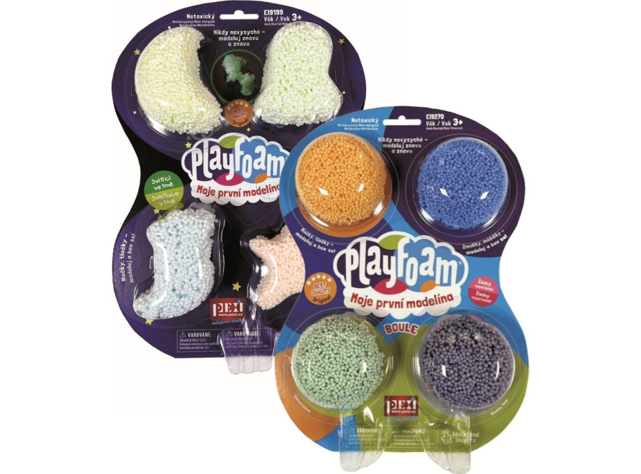 Guľôčková modelína PlayFoam: Sada 1+1 (4 farebné+4 svietiace)