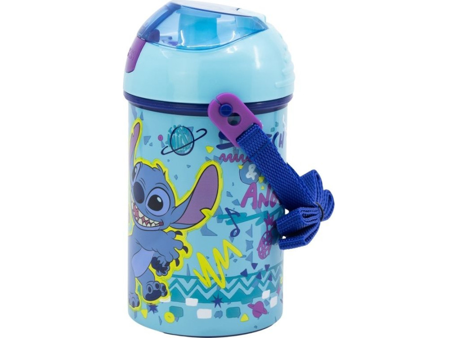 STOR Fľaša na pitie s popruhom Stitch 450 ml
