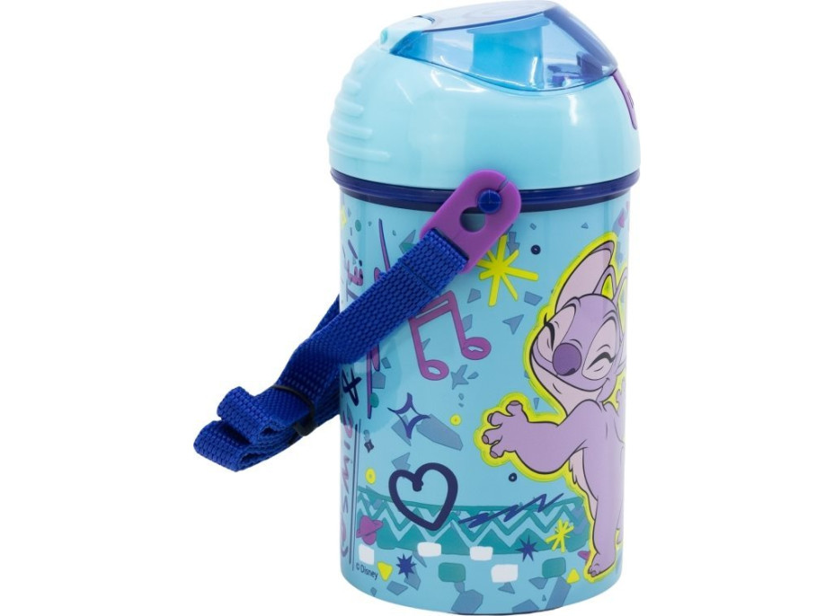 STOR Fľaša na pitie s popruhom Stitch 450 ml