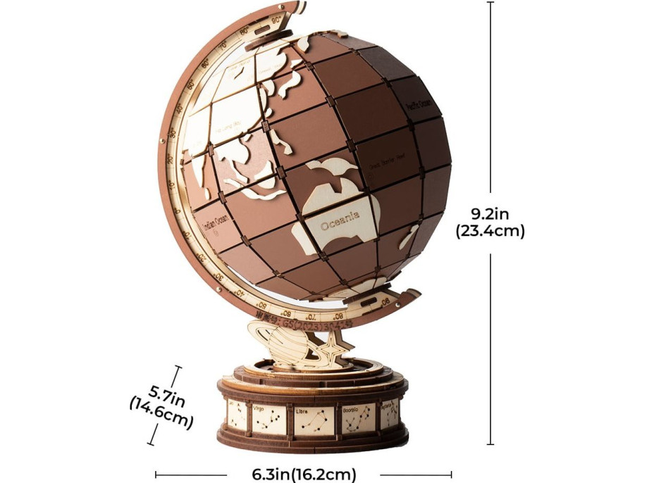 ROBOTIME Rolife 3D drevené puzzle Globus 277 dielikov