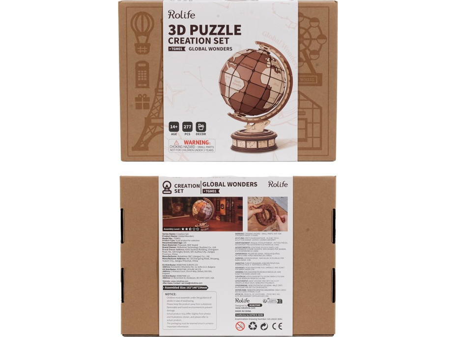 ROBOTIME Rolife 3D drevené puzzle Globus 277 dielikov