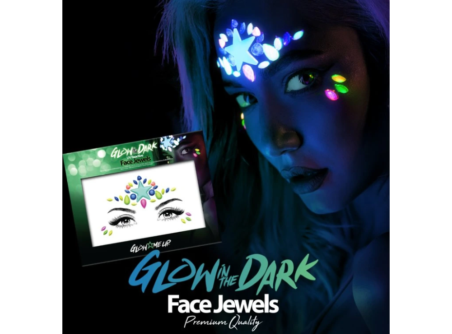 PAINTGLOW Samolepiace kamienky na tvár Hviezda - UV, svietiaca v tme