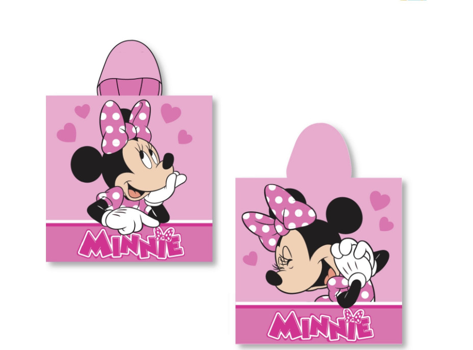 Detská bavlnená osuška s kapucňou MYŠKA MINNIE 55x110 cm