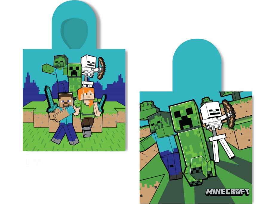 Detská bavlnená osuška s kapucňou MINECRAFT 55x110 cm