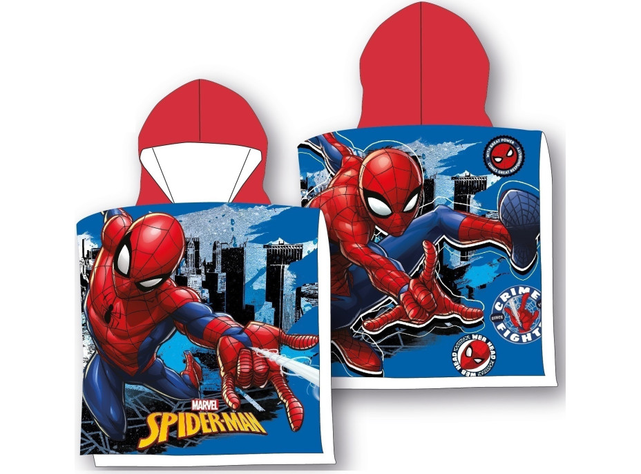 Detská bavlnená osuška s kapucňou SPIDER-MAN 55x110 cm