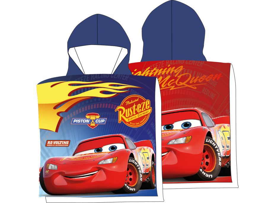 Detská bavlnená osuška s kapucňou CARS 55x110 cm
