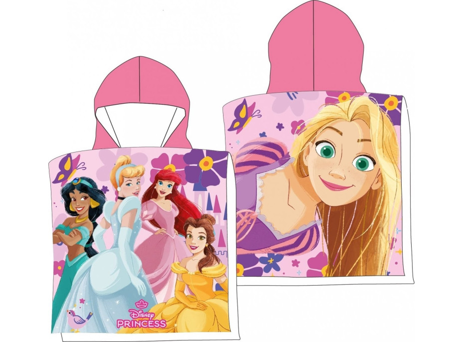 Detská rýchloschnúca osuška s kapucňou DISNEY PRINCEZNY 50x100 cm