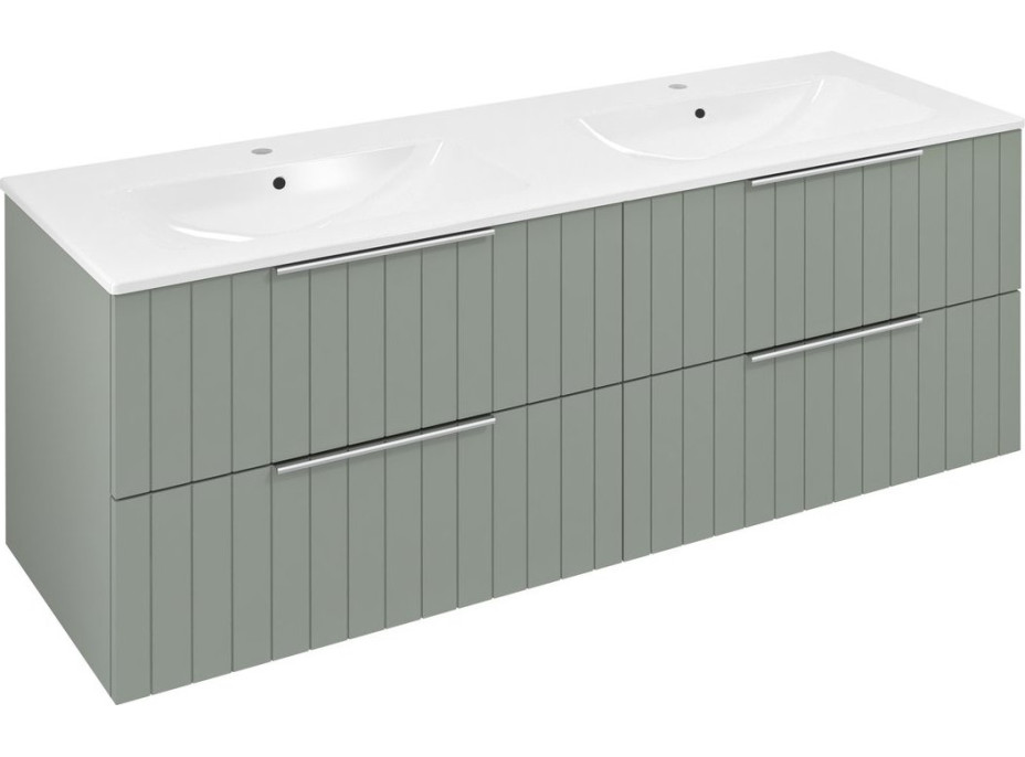 Sapho CIRASA umývadlová skrinka s dvojumývadlom 141x54x46cm, verde strip CR141-4444S-21