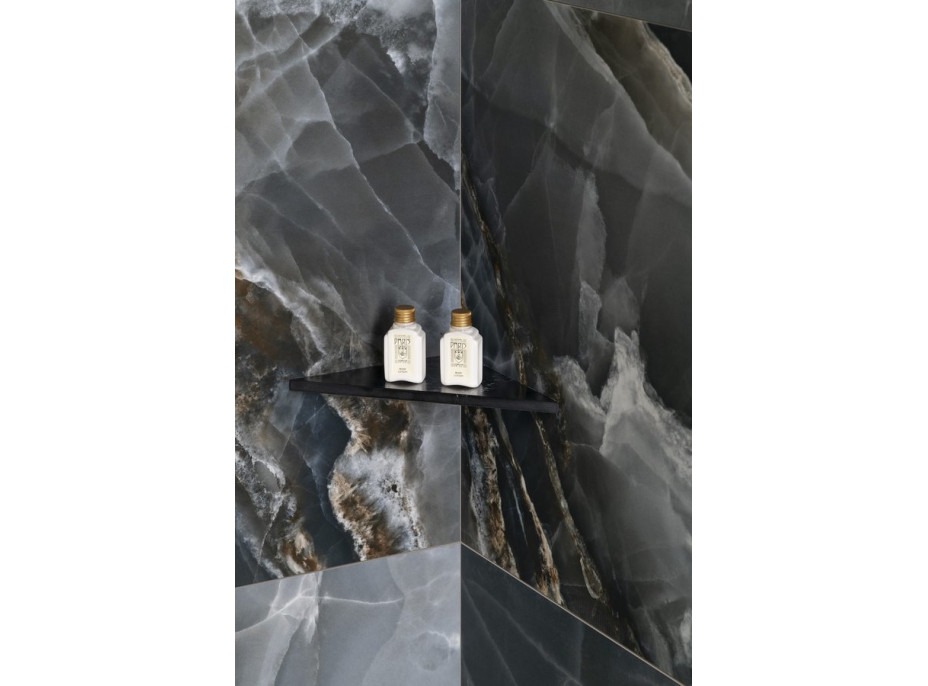 Sapho ABELINE rohová polica rockstone 250x250mm, black attica AE250-0598