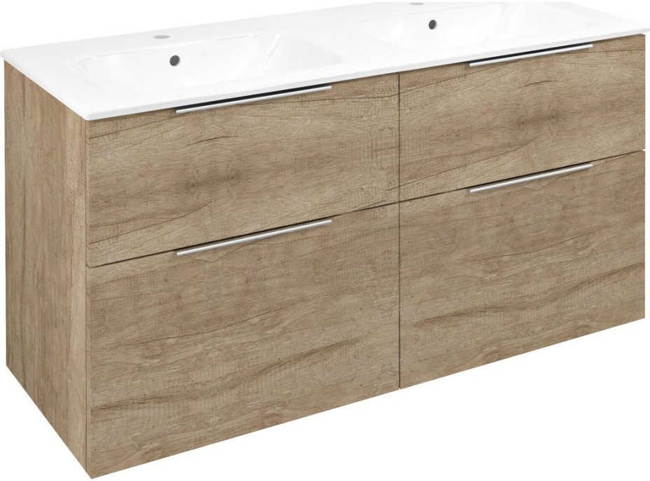 Sapho CIRASA umývadlová skrinka s dvojumývadlom 121x66x46cm, dub alabama CR121-2222-21