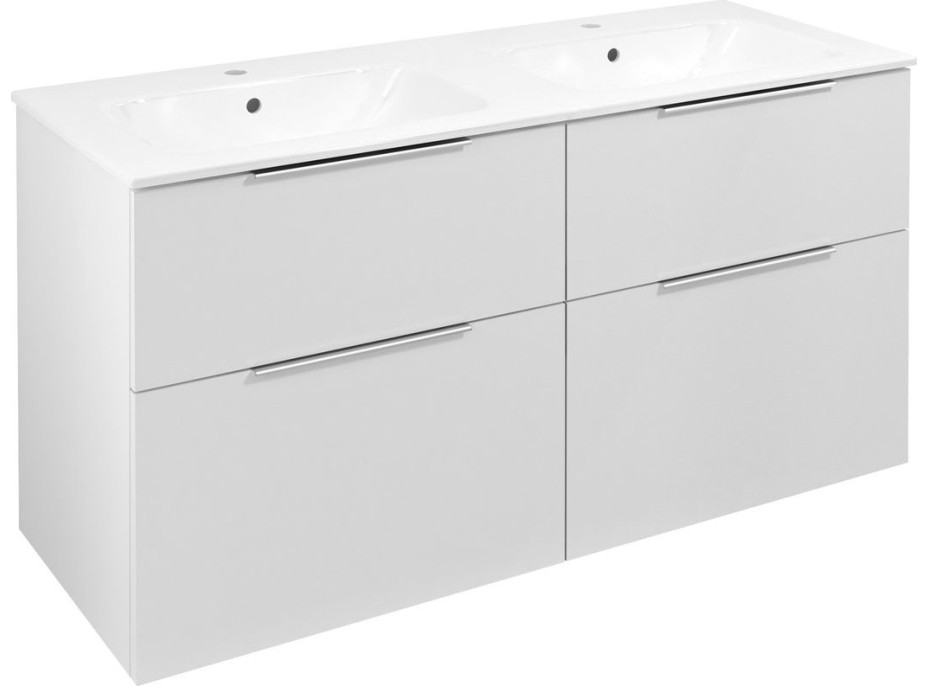 Sapho CIRASA umývadlová skrinka s dvojumývadlom 121x66x46cm, biela lesk CR121-3030-21