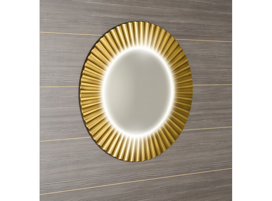 Sapho PRIDE okrúhle zrkadlo s LED osvetlením v ráme ø 90cm, zlato PD950