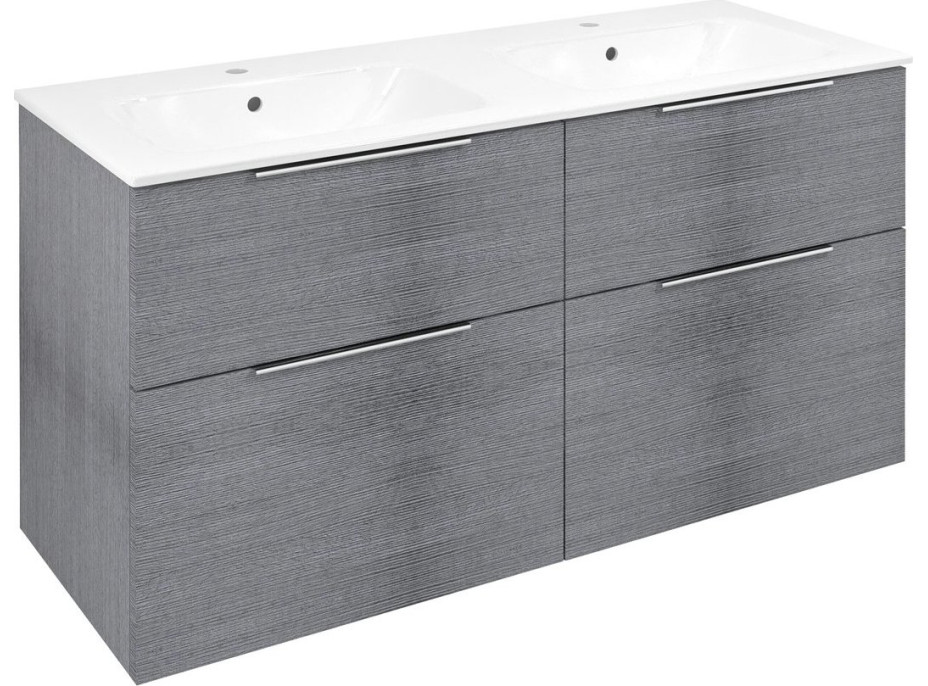 Sapho CIRASA umývadlová skrinka s dvojumývadlom 121x66x46cm, dub strieborný CR121-1111-21