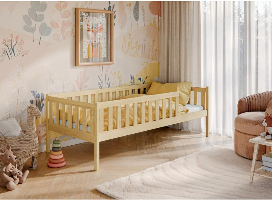 Detská posteľ z masívu borovice AIDA - 180x80 cm - PRÍRODNÁ BOROVICA
