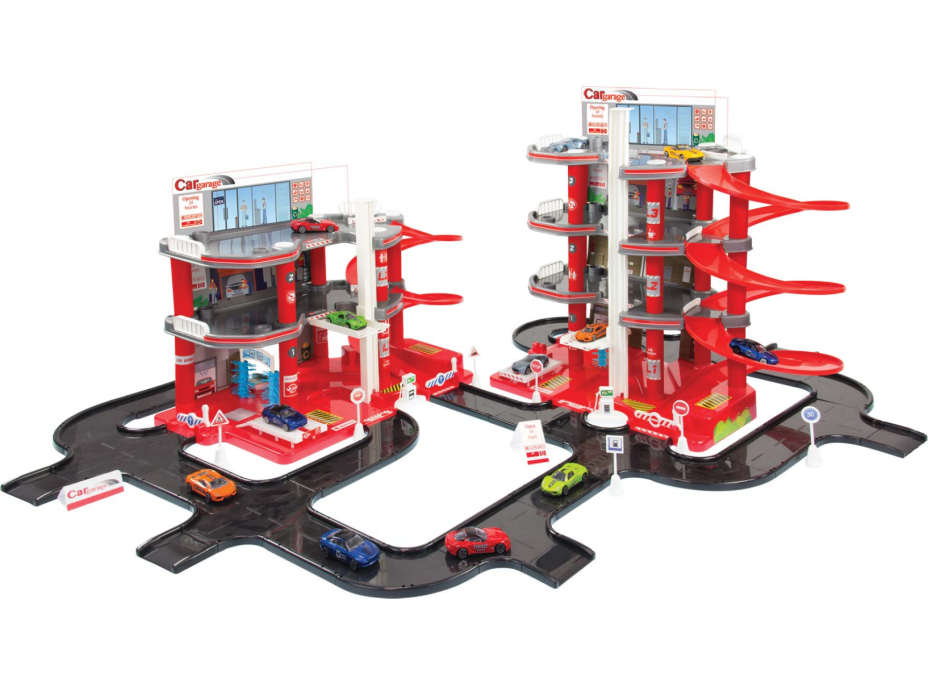 MOCHTOYS Mega garáže - parkovací set s cestou