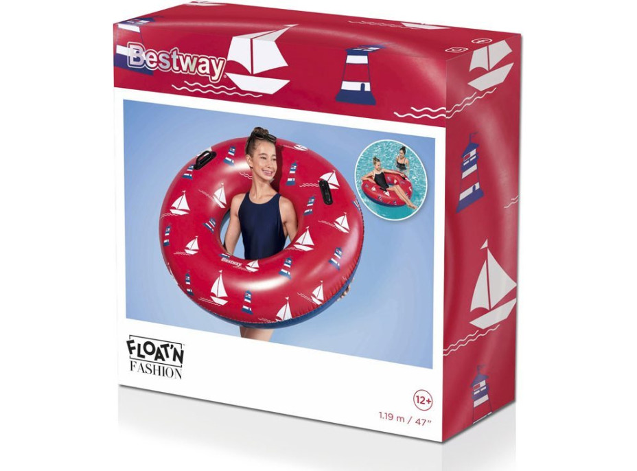 BESTWAY Nafukovací kruh s madlami 119cm červený