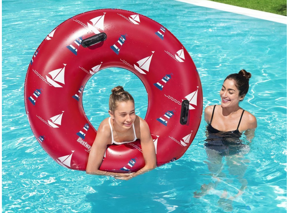 BESTWAY Nafukovací kruh s madlami 119cm červený