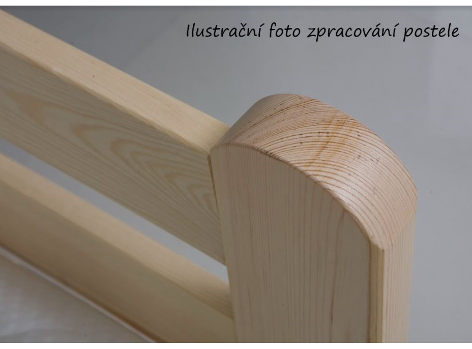 Detská poschodová posteľ z masívu borovice JAKUB III s prístelkou a šuplíky - 200x90 cm - prírodná borovica, rebrík vľavo