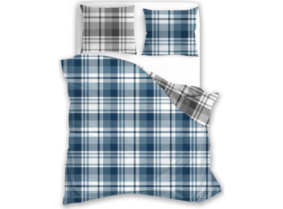Flanelové obliečky PURE FLANNEL Check - modré / šedé - 140x200 cm