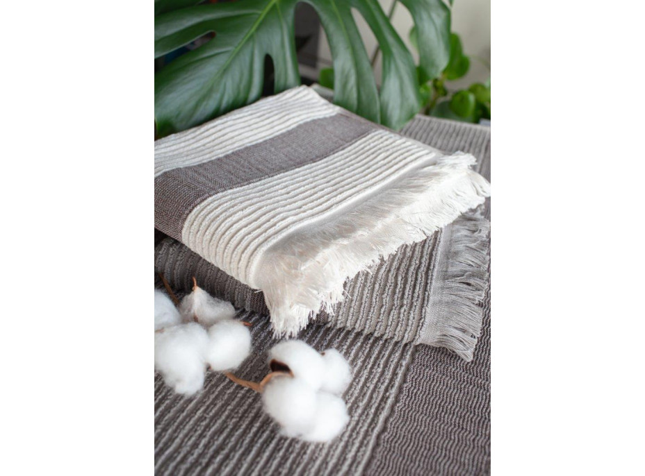 Bavlnený uterák so strapcami FALA - 50x90 cm - 500g/m2 - ecru