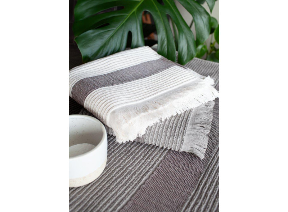 Bavlnený uterák so strapcami FALA - 50x90 cm - 500g/m2 - ecru