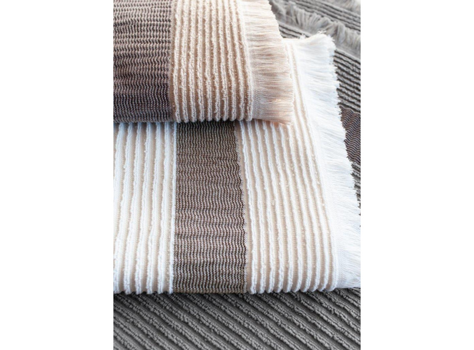 Bavlnený uterák so strapcami FALA - 50x90 cm - 500g/m2 - ecru