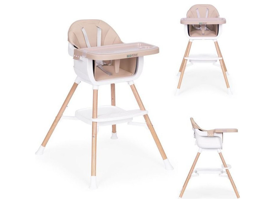 ECOTOYS Jedálenská stolička 2v1 Béžová
